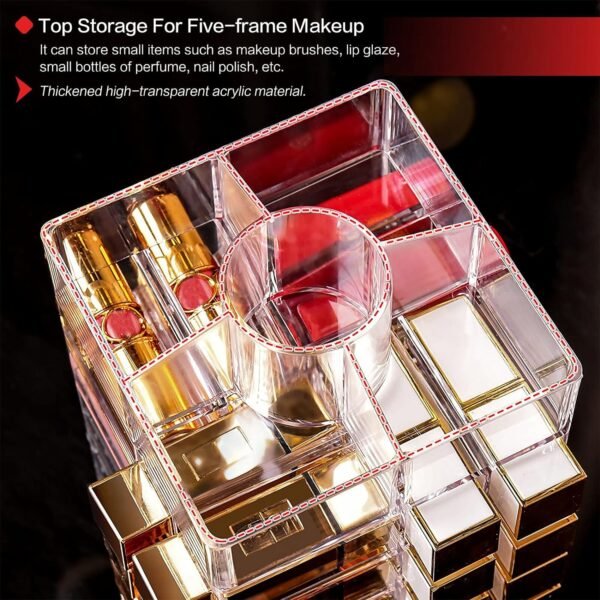 oem/odm acrylic lipstick tower holder, 360 degree rotating makeup cosmetic lipsticks organizer with 53 slots, spinning lipgloss storage display stand holder wholesale supplier & factory