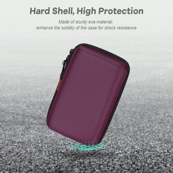 oem/odm glcon deep purple carrying case hard storage case electronics organizer tech pouch for hard drive, power bank, cell phone, charger enclosure - portable travel case bag with carabiner wholesale supplier & factory