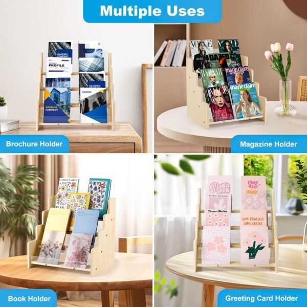 oem/odm greeting card display stand , acrylic sticker display holder for vendors, counter retail display rack , 4-tiered wooden/acrylic display stand for postcard /brochure/photos/picture wholesale supplier & factory