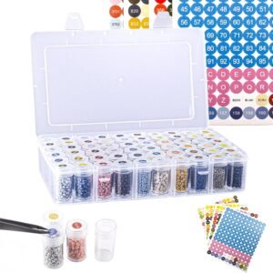 oem/odm diamond painting storage containers, 1 pack 60 grids bead organizer and diamond painting labels, grids bead organizer box with diamond painting accessories labels wholesale supplier & factory