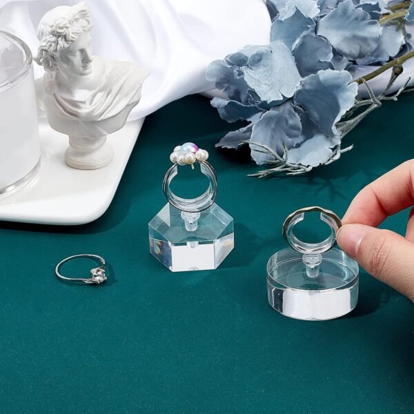 oem/odm fingerinspire 2pcs ring holder blocks acrylic ring display stand ring display holder clear round/hexagon ring storage rack for store showcase and home jewelry organize ring photography props wholesale supplier & factory