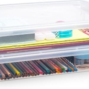 oem/odm 2pcs plastic storage bins with lids portable project case water resistant plastic containers for organizing document,a4 paper,photo,letter,scrapbook wholesale supplier & factory