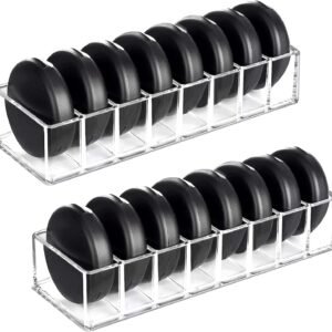 oem/odm hblife 2 pack clear acrylic makeup compact organizer, 8 spaces vanity organizer stand eyeshadow pallet storage for lipstick bronzer powder highlighter, skincare cosmetic display cases for bathroom wholesale supplier & factory