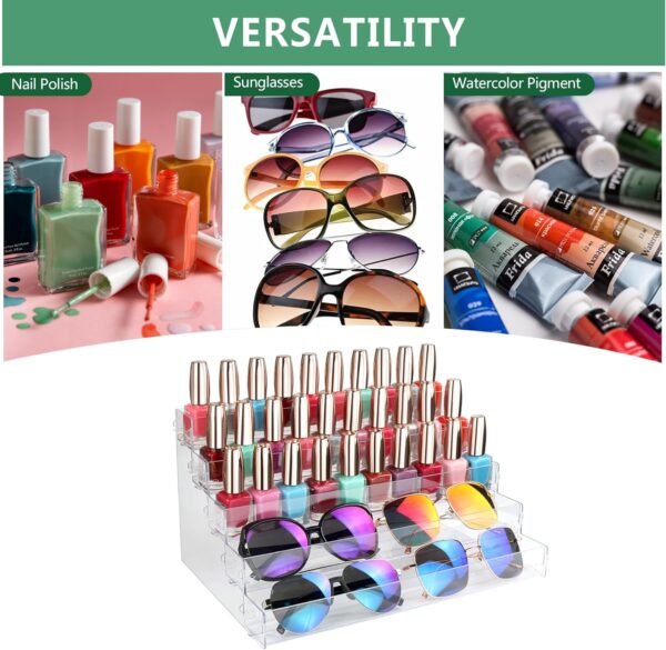 oem/odm sunglass organizer easy snap-on assembly, acrylic sticker display stand for vendors, nail polish holder nail desk essential oil lipstick storage,clear sunglasses perfume organizer (5 layers) wholesale supplier & factory
