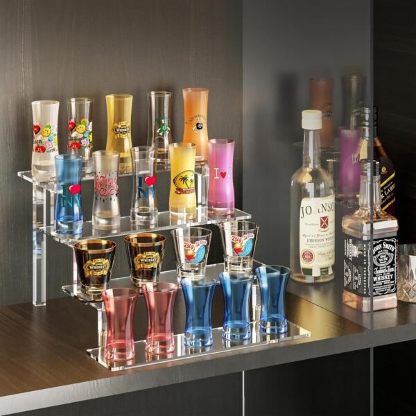 oem/odm winkine acrylic display riser, perfume stand organizer, 4 tier clear display risers compatible with funko pop amiibo figure, cupcake dessert stand cologne organizer for cabinet countertop, 2 pack wholesale supplier & factory