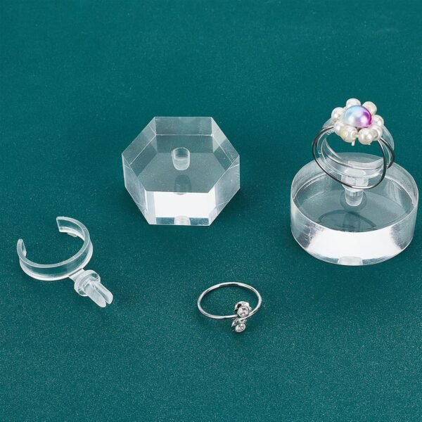 oem/odm fingerinspire 2pcs ring holder blocks acrylic ring display stand ring display holder clear round/hexagon ring storage rack for store showcase and home jewelry organize ring photography props wholesale supplier & factory