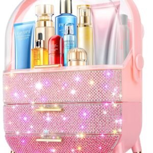 oem/odm teen girls gift makeup organizer,skincare organizer jewelry storage,cosmetics storage and display case,make up holders and organizers for countertop,bathroom organizer (pearlpink) wholesale supplier & factory