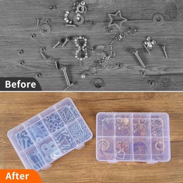 oem/odm quefe 2 pack 8 grids bead organizers and storage, plastic organizer box with removable dividers tackle box organizer for candies snacks electronics jewelry small parts wholesale supplier & factory
