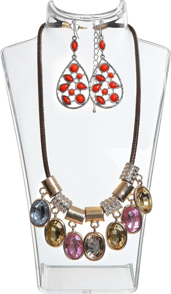 oem/odm mygift 8-inch clear acrylic necklace & earring jewelry 3d bust display stand, set of 2 wholesale supplier & factory
