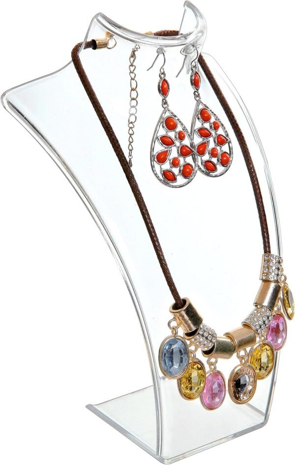 oem/odm mygift 8-inch clear acrylic necklace & earring jewelry 3d bust display stand, set of 2 wholesale supplier & factory