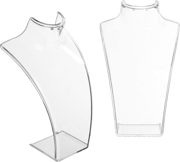 oem/odm mygift 8-inch clear acrylic necklace & earring jewelry 3d bust display stand, set of 2 wholesale supplier & factory
