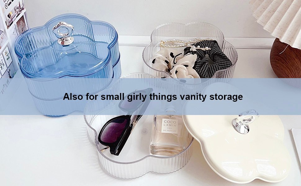 oem odm wlz acrylic clear jewelry organizer box 2-layer with handle, cute floral shaped jewelry storage box earrings rings holder with lid necklaces bracelets container boxes for women girls (clear white) factory & wholesale supplier