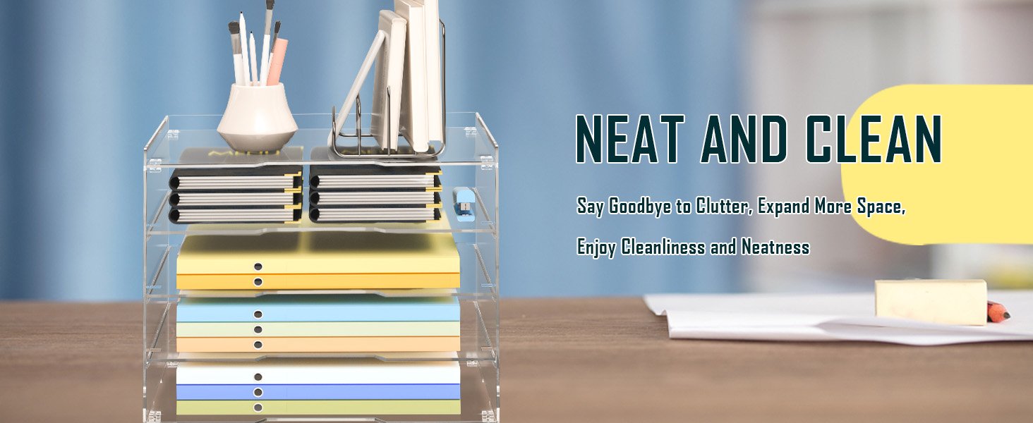 oem odm kku 5 tier clear acrylic desk organizer - letter tray paper file desk organizer and accessories for office supplies factory & wholesale supplier