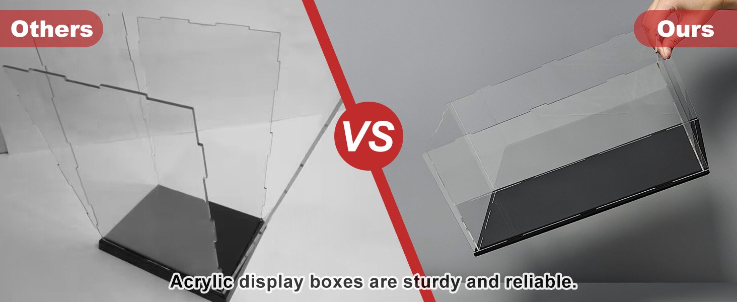 oem odm lanscoery acrylic display case, assemble small showcase display box for collectibles, with dustproof & seamless display design, suitable for baseball 4x4x4inch black base factory & wholesale supplier