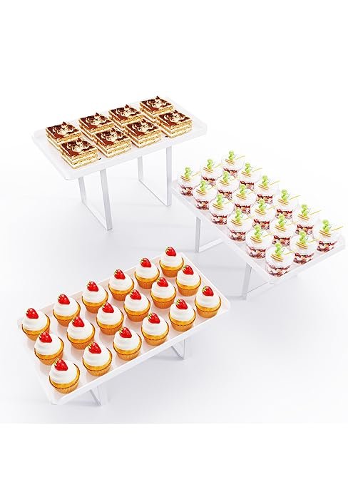 wholesale 3 piece cupcake stand, acrylic dessert table display set, clear square serving trays for birthday, wedding, baby shower factory & supplier oem odm