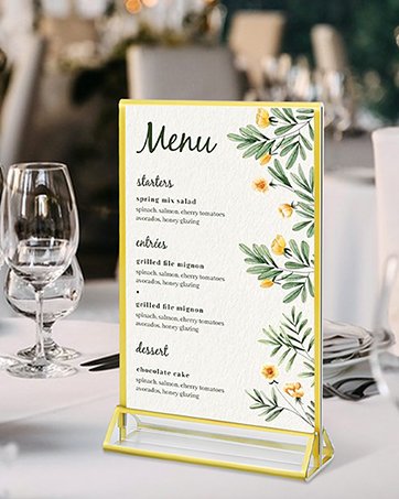 wholesale horizontal acrylic sign holder 8.5 x 11 - double sided t shape menu table stands, plastic paper flyer display stand, clear picture photo frames for wedding, office, store, restaurant (6 pack) factory & supplier oem odm
