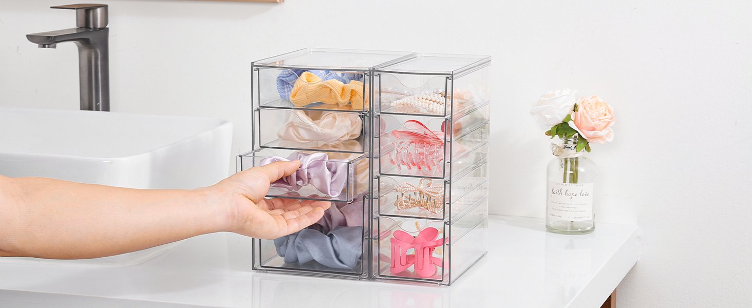 oem odm vtopmart acrylic organizer with 8 drawers, desk organizers and accessories, clear makeup organization, dustproof storage drawers for office art craft supplies factory & wholesale supplier