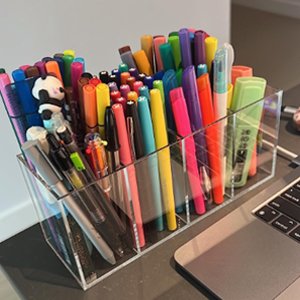 oem odm qpey acrylic pen holder 4 compartments,clear pen holder organizer makeup brush holder for office desk accessories,cosmetic brush storage box,dorm,bathroom,kitchen (clear) factory & wholesale supplier