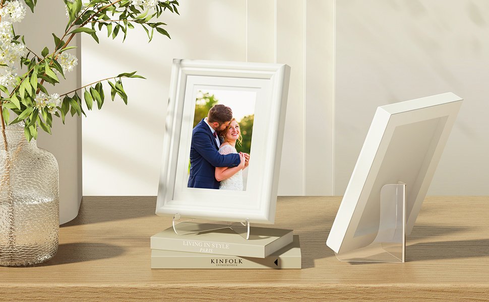 wholesale 5 pack acrylic display stand, plate stand for display, clear easel stand, display holder for card, frame, picture, magazine, book, cd, phone (large/ 4.5 inch) factory & supplier oem odm