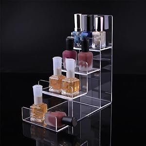 wholesale acrylic wallet display stand purse handbag organizer, clear jewelry riser display stand purse display rack, acrylic display shelf for cosmetic perfume jewelry sunglasses handbag (4 tier) factory & supplier oem odm