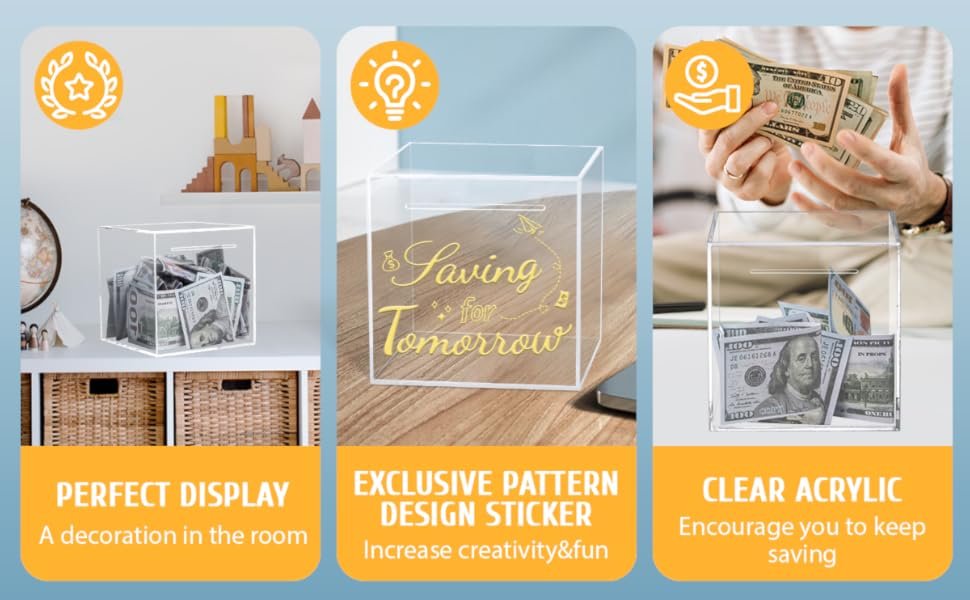 oem odm clear acrylic piggy bank for adults kids, clear money saving box must break to open, unopenable piggy bank for cash coins - 4.72