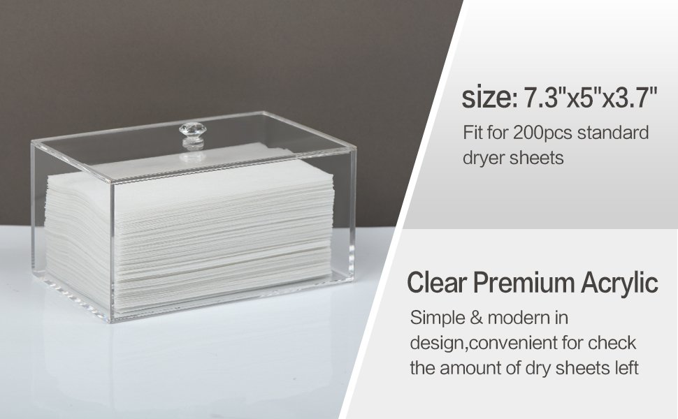 oem odm dryer sheet holder, dispenser, acrylic container storage box for laundry room organization, holds sheets, balls, clothes pins, laundry pods factory & wholesale supplier