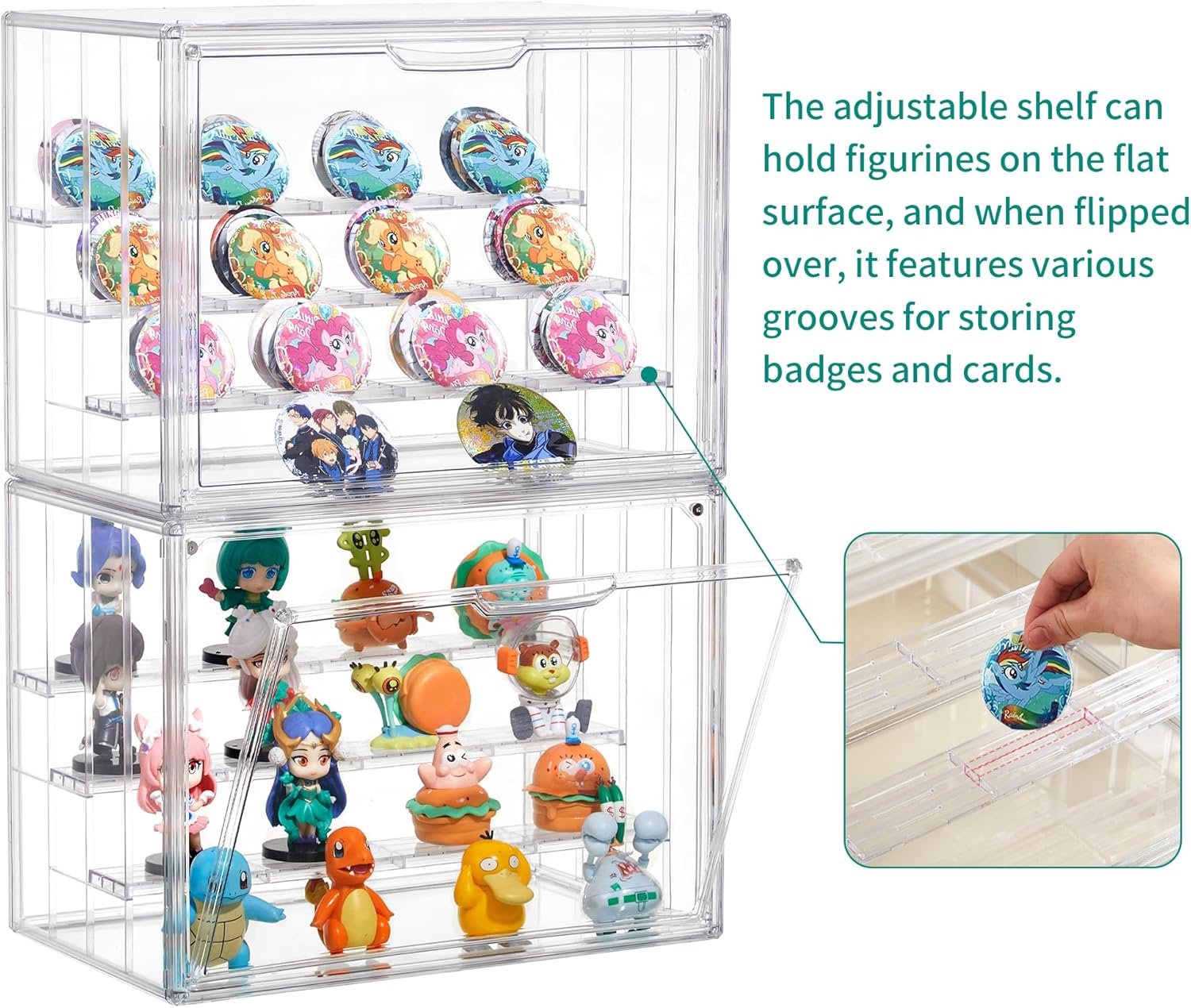 oem odm attelite acrylic display case,upgrade 4 tiers clear display case with 3 adjustable divider, 4 pack stackable large storage box with magnetic door for collectibles action figures factory & wholesale supplier