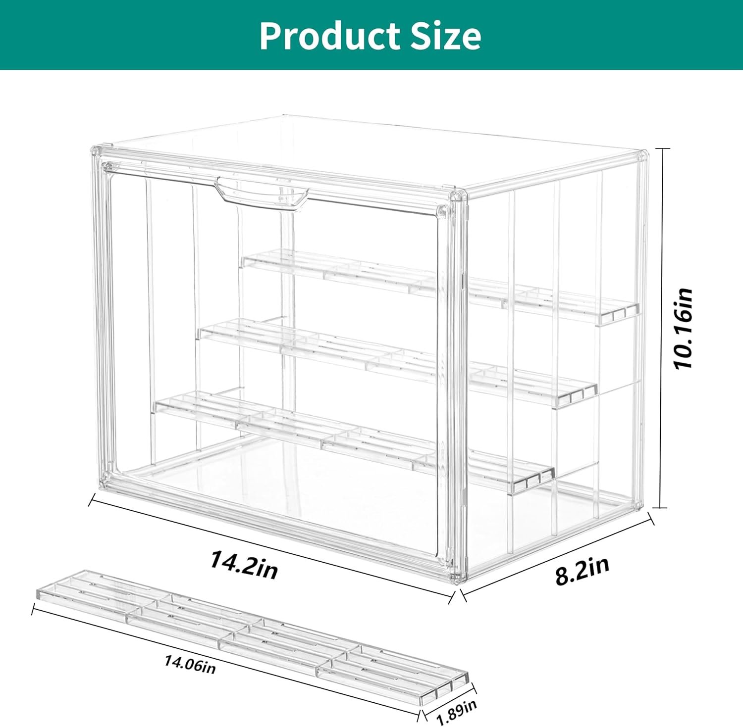 oem odm attelite acrylic display case,upgrade 4 tiers clear display case with 3 adjustable divider, 4 pack stackable large storage box with magnetic door for collectibles action figures factory & wholesale supplier