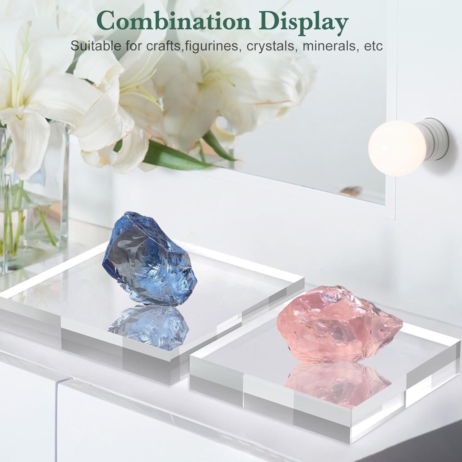 oem odm acrylic base stand 4 pack 6 x 6 x 1 inch acrylic blocks for display trophy base clear square cube riser display cylinder pedestal stands for collectibles jewelry props food display factory & wholesale supplier