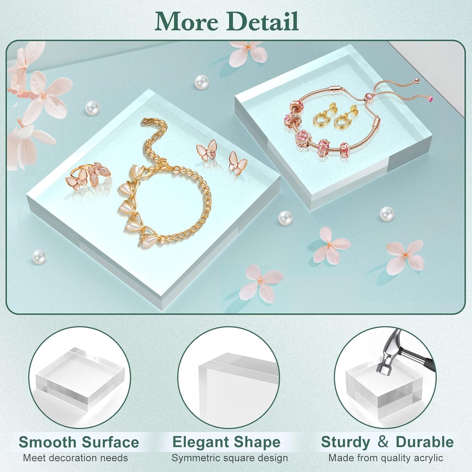 oem odm acrylic base stand 4 pack 6 x 6 x 1 inch acrylic blocks for display trophy base clear square cube riser display cylinder pedestal stands for collectibles jewelry props food display factory & wholesale supplier