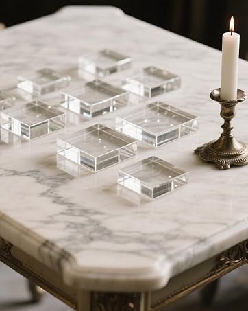 oem odm acrylic base stand 2 pieces acrylic blocks for display 4 x 4 x 1 inch clear polished block square cube riser display pedestal stands for jewelry perfume ring collection props cake factory & wholesale supplier