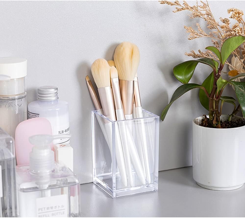 oem odm clear acrylic pencil pen holder cup, clear makeup brush holder, acrylic desk accessories, stationery organizer for office desk accessory factory & wholesale supplier