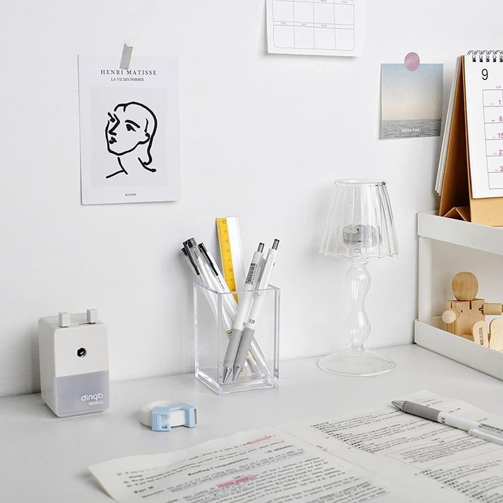 oem odm clear acrylic pencil pen holder cup, clear makeup brush holder, acrylic desk accessories, stationery organizer for office desk accessory factory & wholesale supplier