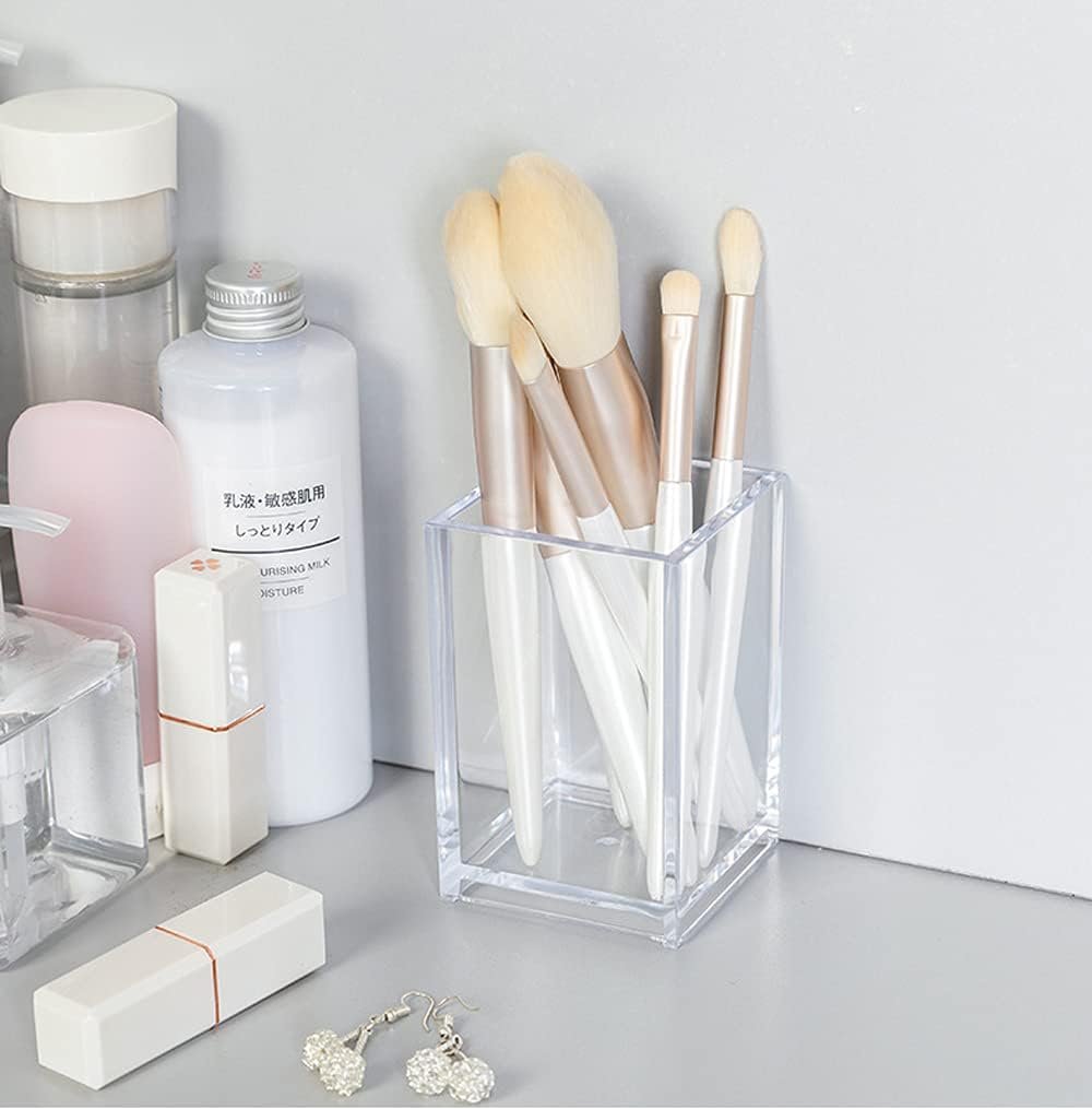 oem odm clear acrylic pencil pen holder cup, clear makeup brush holder, acrylic desk accessories, stationery organizer for office desk accessory factory & wholesale supplier