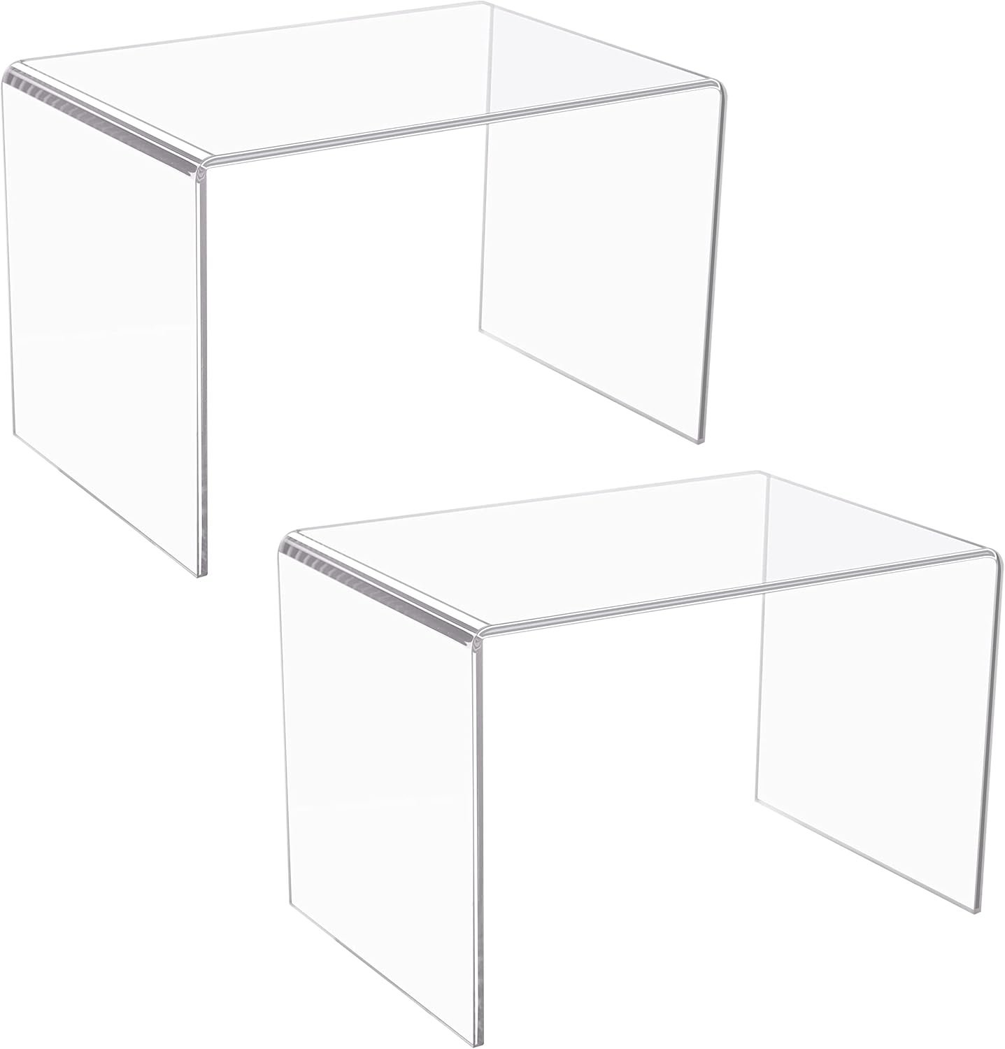 oem odm jusalpha 2-pc 12x7x8 5mm thick clear acrylic riser for retail, shelf showcase fixtures for jewelry, display stand for amiibo funko pop figures, cupcakes, food display, riser#015 (12''x 7'' x 8'') factory & wholesale supplier