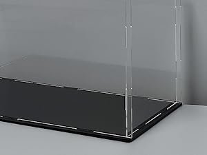 oem odm lanscoery acrylic display case, assemble showcase display box for collectibles, with dustproof & seamless display design, 6x6x8inch black base factory & wholesale supplier