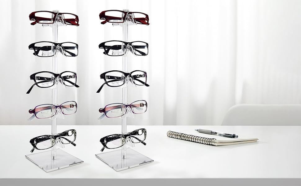 oem odm mooca 2 piece acrylic eyeglasses frame riser, 3 frames for each holder factory & wholesale supplier