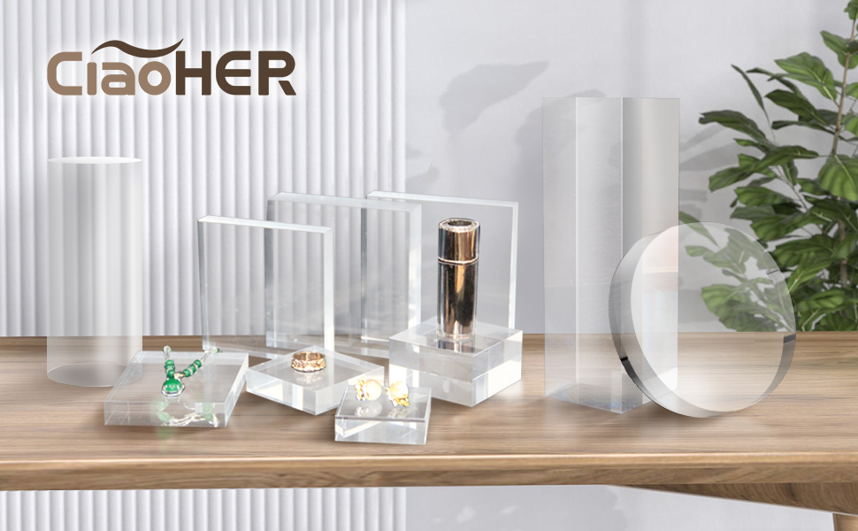 oem odm ciaoher 2in thickness solid acrylic cube display block clear polished pedestal stand riser solid base 2