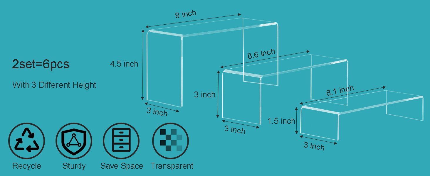 oem odm acrylic riser, 2 set clear acrylic display risers , tansparent riser display stands, large acrylic display stands for organize and decoration factory & wholesale supplier