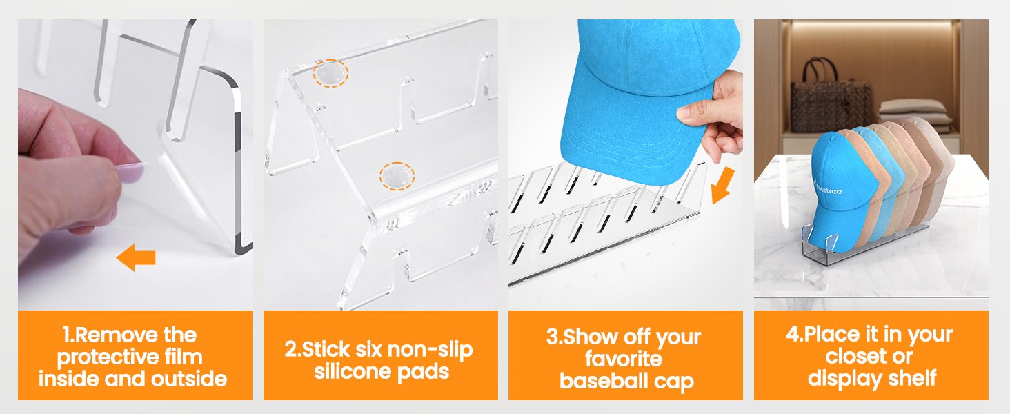 oem odm nicetree hat organizer for baseball caps, 2 pcs no install acrylic hat racks for 14 baseball caps storage, hat stand for baseball caps display and organizer for dresser, bedroom, closet, office factory & wholesale supplier