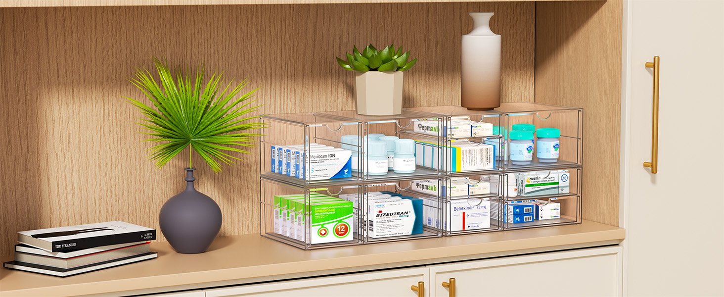 oem odm arcylic makeup organzier with 5 drawers, clear stackable storage drawers, bathroom countert organizer,plastic storage bins for vanity, cabinets, pantry, home organization and storage factory & wholesale supplier