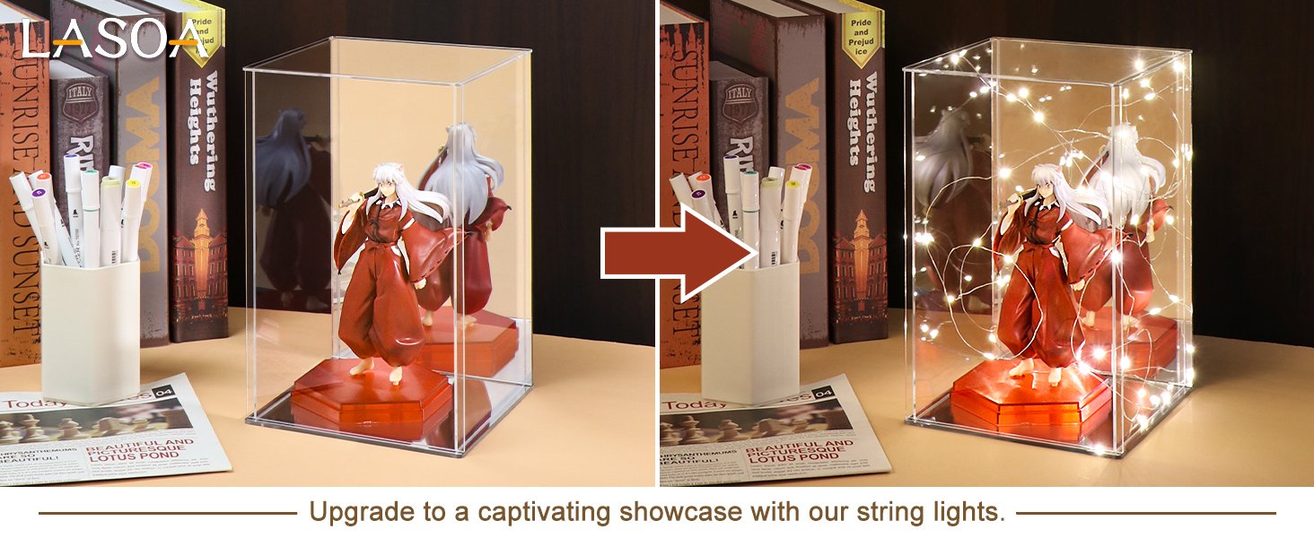 oem odm lasoa acrylic display case for collectibles – clear display box with mirrored back and base, self-assembly small showcase for figurines, models, and memorabilia, 4x4x6inch factory & wholesale supplier