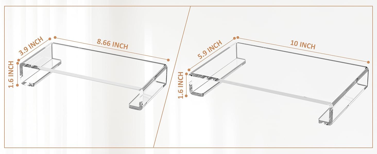 oem odm acrylic tray pedestal stand bathroom décor, crystal clear display risers kitchen resist dirt and moisture, soap dish holder for counter, sink, vanity, 8.66'' x 3.9'' factory & wholesale supplier