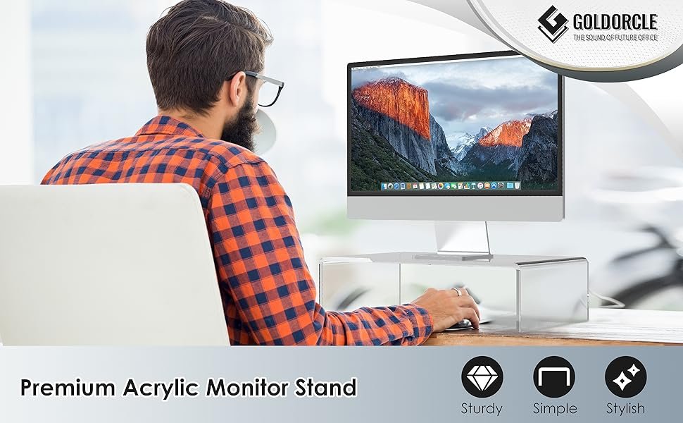 oem odm acrylic monitor stand riser clear computer monitor stand for laptop pc printer computer riser acrylic tray factory & wholesale supplier