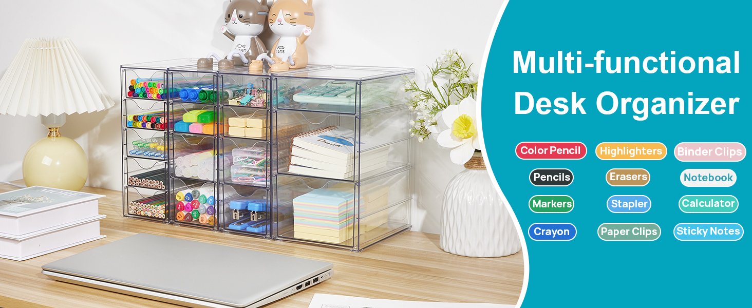oem odm vtopmart acrylic organizer with 16 drawers (4 set),clear storage drawers for office supplies,desk organization and storage for makeup,jewelry,art crafts factory & wholesale supplier