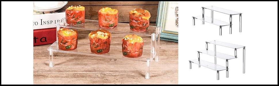 oem odm ihomecooker clear acrylic display riser 2 tier cupcake stand shelf for decoration and organizer factory & wholesale supplier