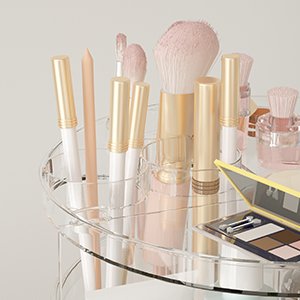 oem odm rotating makeup organizer, diy 8 adjustable layers spinning skincare organizer, cosmetic display case with brush holder perfume tray, multi-function storage carousel for vanity bathroom countertop factory & wholesale supplier