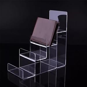 wholesale acrylic wallet display stand purse handbag organizer, clear jewelry riser display stand purse display rack, acrylic display shelf for cosmetic perfume jewelry sunglasses handbag (4 tier) factory & supplier oem odm