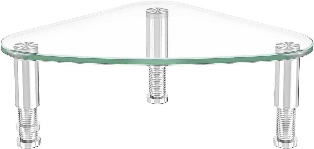 oem odm hemudu clear glass computer monitor riser / triangle desktop universal corner stand for computer monitor & laptop hd01t-003 factory & wholesale supplier