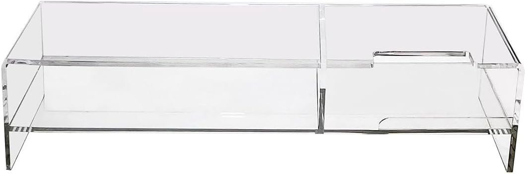 oem odm pbf photo booth frames acrylic monitor stand riser with phone holder, 20 x 7.5 x 4.7 inches, clear desktop organizer, multi level factory & wholesale supplier